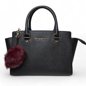 Michael Kors Selma Saffiano Small Satchel Bag Gold Trim